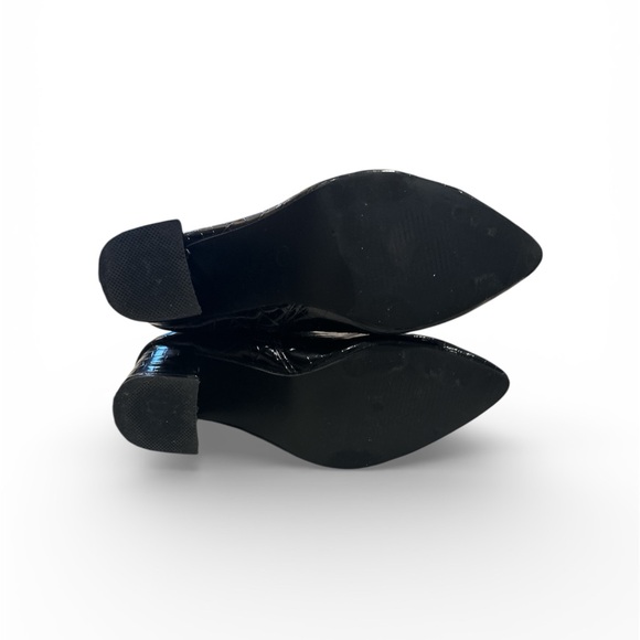 SHEIN Glossy Black Croc-Pattern Heeled Boots Size 6 - Picture 4 of 5